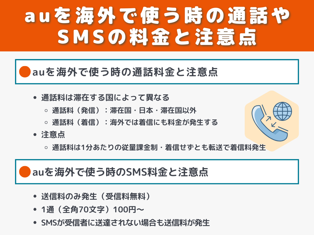 auを海外で使う時の通話やSMSの料金と注意点 | ひかりの手引き